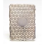 A Victorian rectangular shaped silver card case engraved with all over floral pattern Frederick