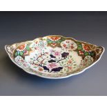 A Spode dessert dish, decorated with oriental flowers and gilding, pattern No.