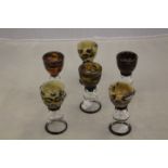 A set of six rare Kosta Boda 'safari' design reversible 'egg and Aquavit cups',