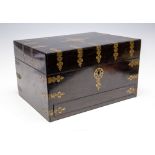 A Victorian coromandel dressing case, circa 1860, brass bound,