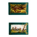 A pair of 19th Century porcelain rectangular plaques,