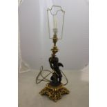 A 19th Century French ormolu and bronze table lamp, of Rococo design,