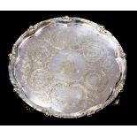 A Victorian Elkington & Co silver plated large presentation circular salver,