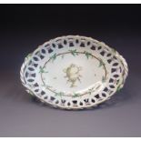 A Worcester pierced oval basket,