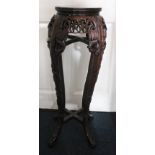 A Chinese hardwood jardinere stand, probably late 19th Century, hand carved,