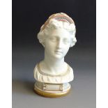 A rare Royal Worcester flower holder in in form of a bust of a young woman, circa 1880-90,