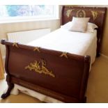 An early 19th Century Empire design mahogany large size single/small double bedstead,