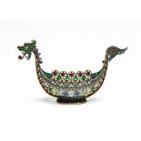 An early 20th Century Norwegian silver gilt, plique a jour and ruby enamel Salt,