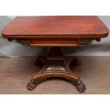 An early 19th Century rosewood fold-over card table, circa 1830,