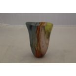 A Pauline Solven multi coloured, satin finish vase, signed and dated for 2002.