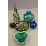 A Mdina lobed vase, a Mdina scent bottle, a Mtarfa scent bottle,