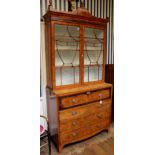 An Edwardian satinwood secretaire bookcase,