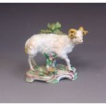 A Bow model of a ram standing before bocage, circa 1770, 10cm high, 8.