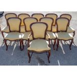 A set of eleven Louis XV style dining chairs, probably French, of recent manufacture,