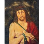 L Dehaen, after a 16th Century Flemish original, Christ crowned with thorns, oil on board,