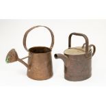 ***Bishton*** Two copper watering cans.