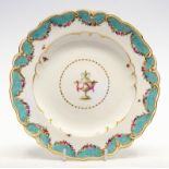 A Derby moulded plate: `anchor & D' (in gilt) mark, 1775-1777,