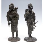 A pair of Japanese bronze figures, Meiji period, 1868-1912,