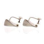 Edvard Kindt-Larsen for Georg Jensen, a pair of Danish modernist silver wedge-shaped earrings,