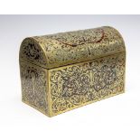 A 19th Century boulle work table casket, circa 1860, domed hinged cover,