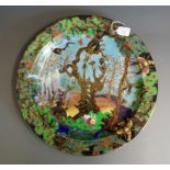 Daisy Makeig-Jones for Wedgwood, a rare large 1920's Art Deco Fairyland lustre circular plaque,