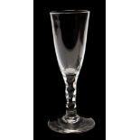 A late 18th Century ale glass, tapering bowl, facet cut stem, spreading foot,