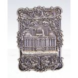 A Continental mid 19th Century silver Castle top card case,