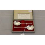 A boxed pair of silver Leicester Spoons, London 1972, by George Tarratt Ltd,