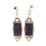 A pair of modernist Art Deco style pendant earrings,