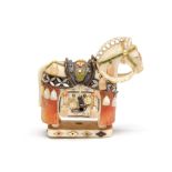 a jAPANESE IVORY SHIBAYAMA NETSUKE OF A ROBED CEReMONIAL HORSE, Meiji period, 1868-1912,