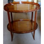 An Edwardian satinwood two tier etagere, in the Sheraton revival manner,
