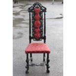 A William and Mary period ebonised high back chair, circa 1695, the frame probably made from beech,