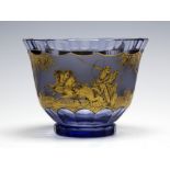 A 19th Century Bohemian blue cut glass bowl, circa 1880,