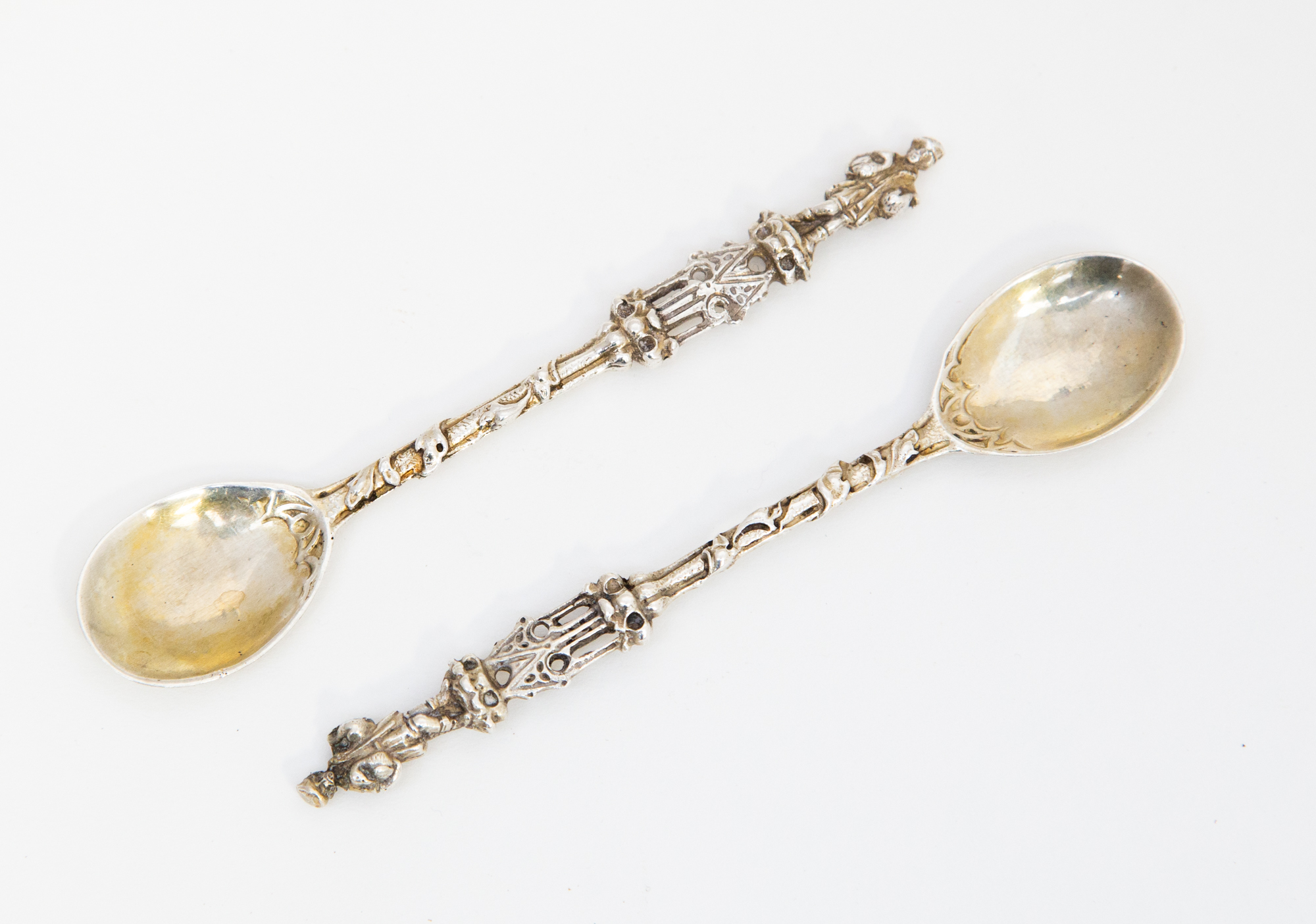 ***Bishton*** Pair of white metal apostle spoons.