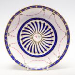 A Derby saucer dish, `crown over D (in blue),