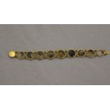 An early 19th century chalcedony and agate quartz bracelet,