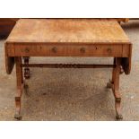 A 19th Century rosewood sofa table, the rosewood veneered top with a coromandel cross-banded edge,