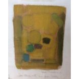 Derek Middleton (1928-2002), abstract watercolour on wooden board, signed in pencil with dedication,