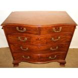 George III mahogany serpentine fronted chest of drawers,