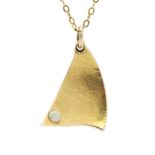 Georg Jensen, a Danish modernist silver-gilt and opal curved triangular form pendant,