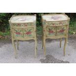 A pair of early 20th Century white painted bedside cabinets,