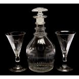 A George III mallet shaped Port decanter, with a triple ring neck,
