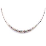 A multicoloured diamond set 18ct white gold collaret necklace,