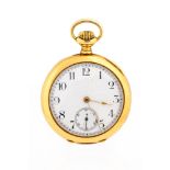 An 18ct gold open faced top-wind fob watch, circa 1910,