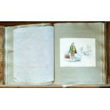 19th Century album of watercolour sketches (cartoon and topographical) with occasional verse,