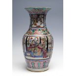 A mid 19th Century Cantonese enamel baluster vase,