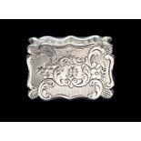 A Victorian silver vinaigrette the hinged cover engraved with scrolls and trellis, Mather,