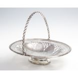 A Victorian silver fruit basket, bright cut reticulated foliate design,