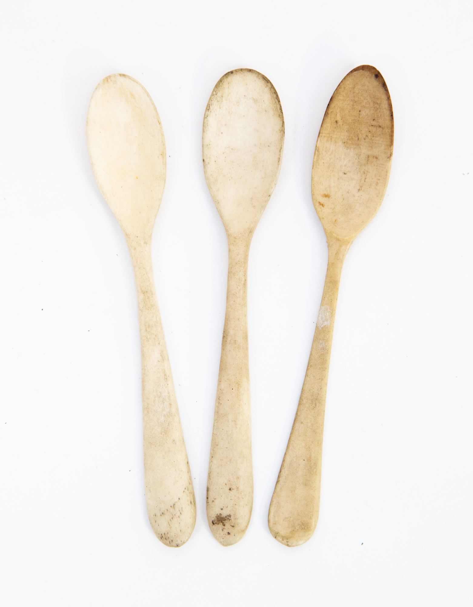 Three bone spoons circa 19th Century.