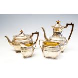 A Victorian matched silver four piece tea and coffee service,